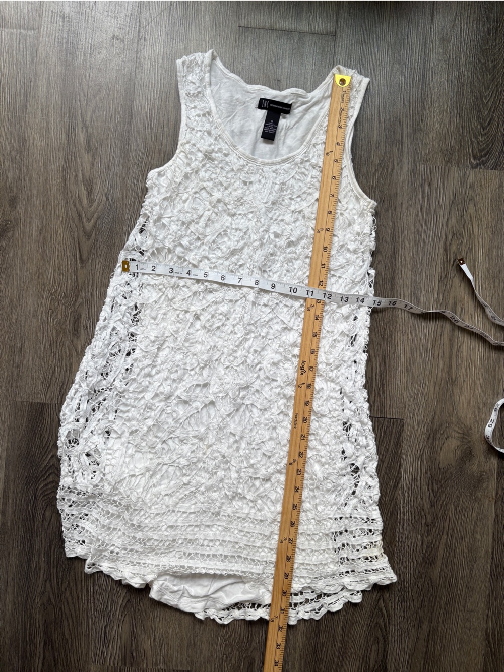 White Floral Eyelet Layer Mini Dress | Size 6 - Picture 6 of 6